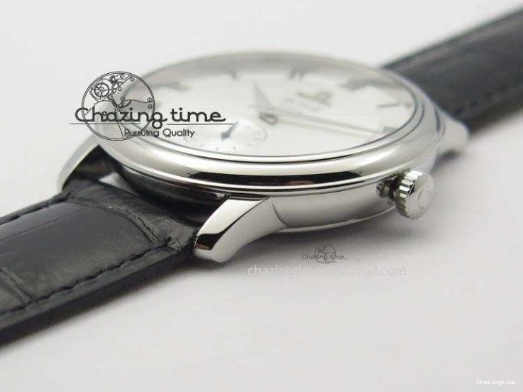 0404 Flexible De Ville MK 1:1 Best Edition SS White Dial On Black Leather Asian Seagull T1701 (Sec@6) 8244